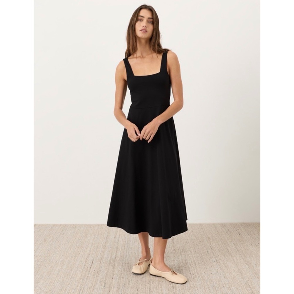 A New Day A-Line Midi Dress Womens 17 Black NEW Square Neck Sleeveless Zip